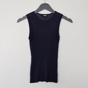 Express Navy Sheer Ribbed Tank Top Sleeveless Layering Piece Size Small